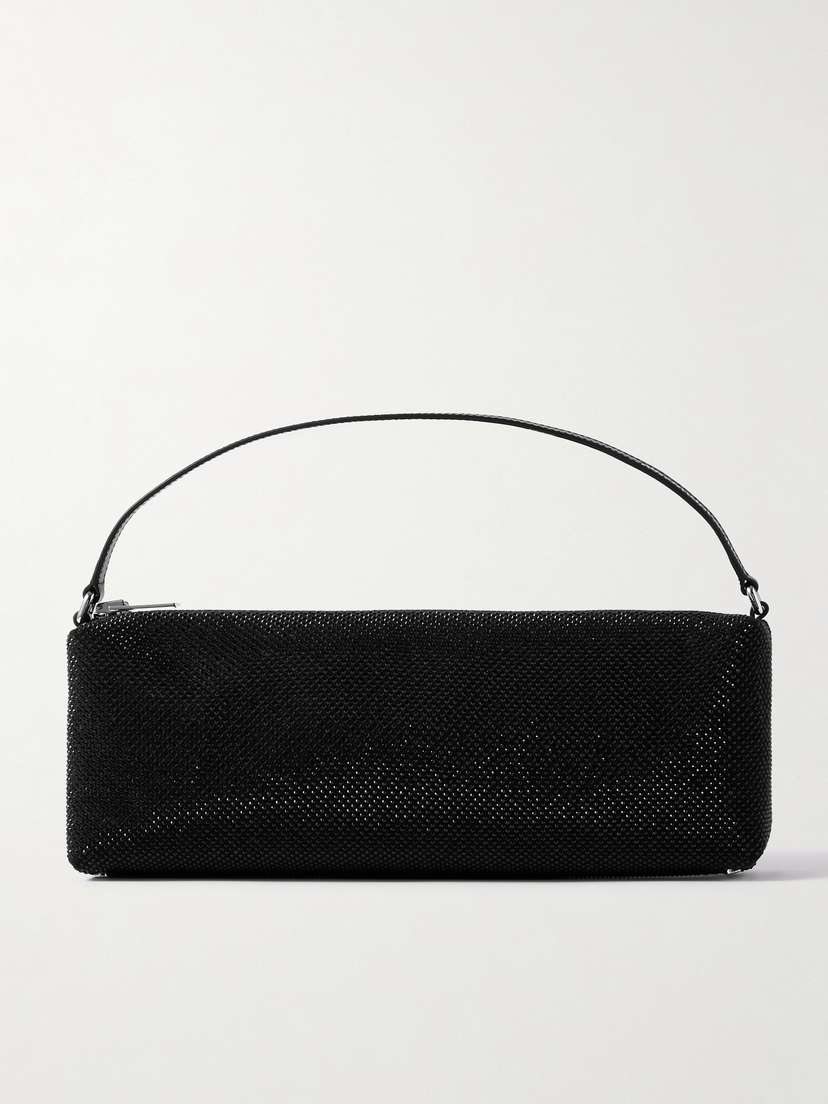 Alexander Wang Heiress Leather-trimmed Crystal-embellished Twill Shoulder Bag