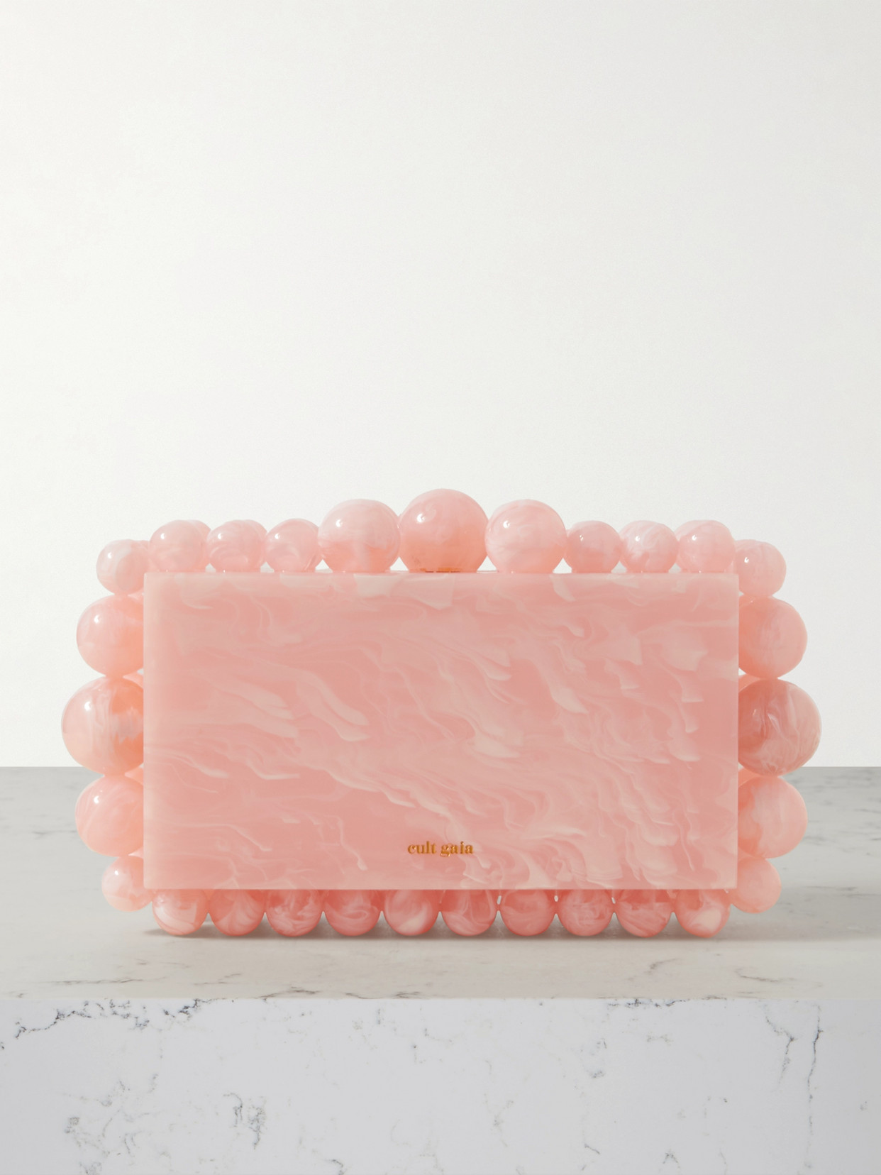 Cult Gaia Eos Beaded Marbled Acrylic Clutch In Pink