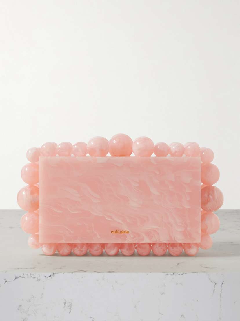 Cult Gaia Eos Beaded Marbled Acrylic Clutch