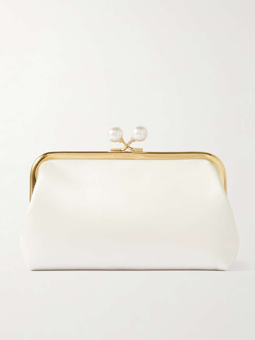 Anya Hindmarch Maud Faux Pearl-embellished Recycled Satin Clutch