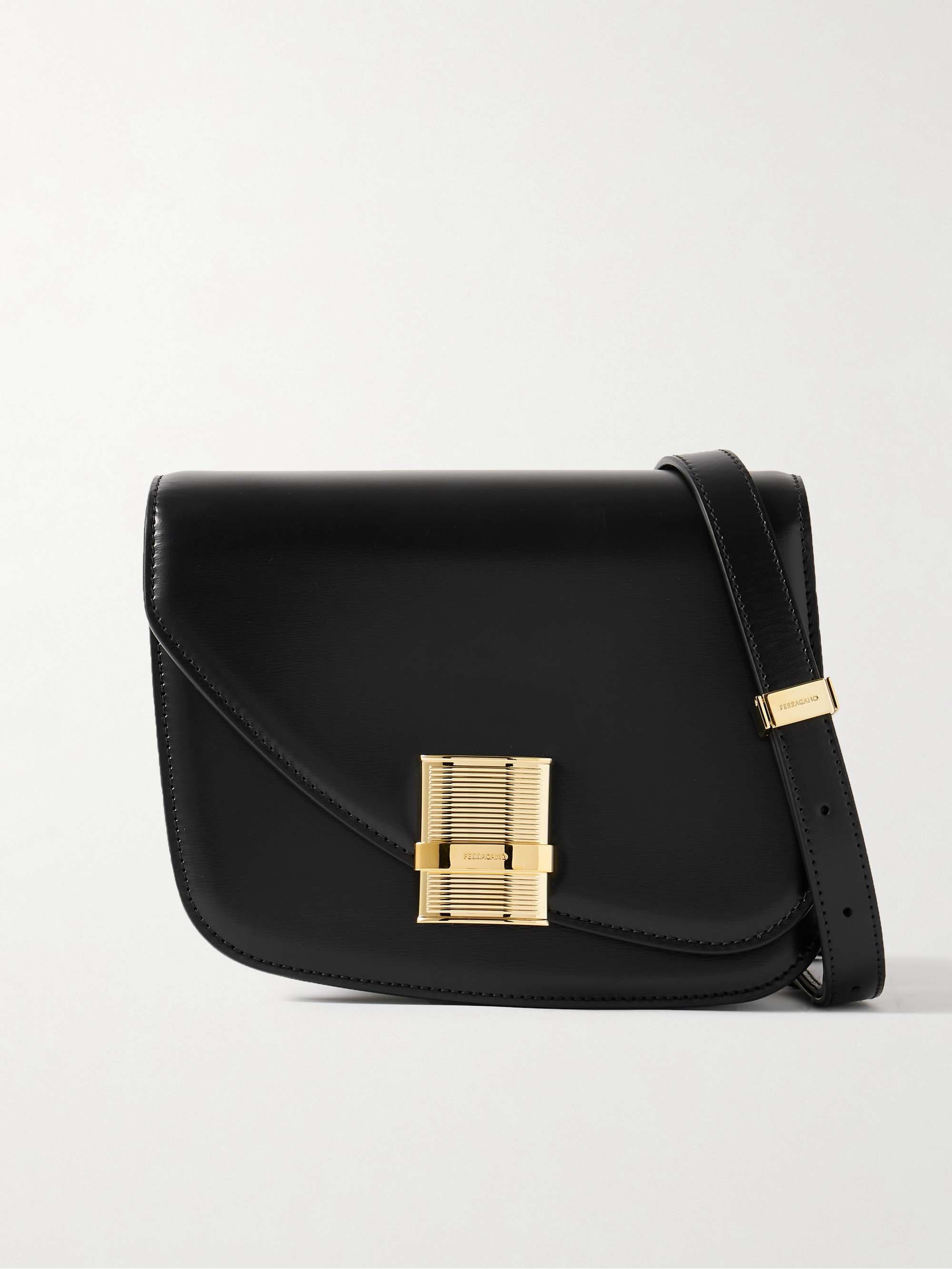 Fiamma embellished leather shoulder bag black One Size