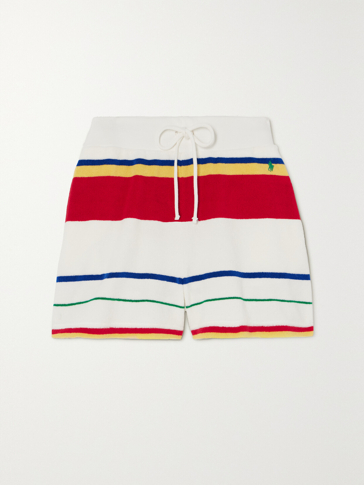 Shop Polo Ralph Lauren Striped Cotton-terry Shorts In Red