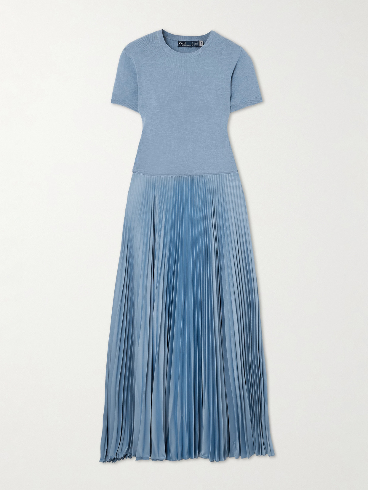 Polo Ralph Lauren Pleated Wool-blend Midi Dress In Blue