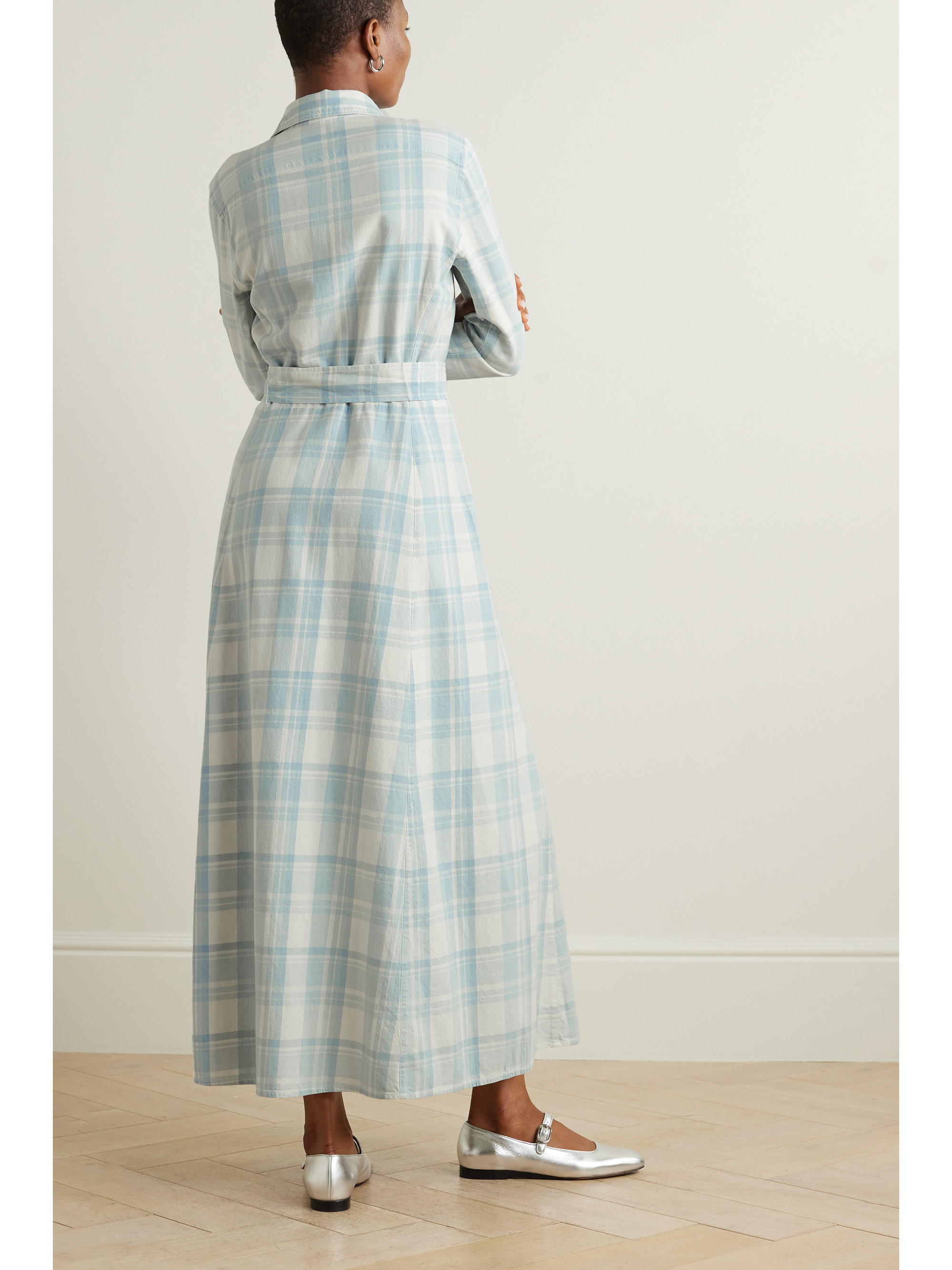 Polo Ralph Lauren Belted checked cotton-twill maxi shirt dress