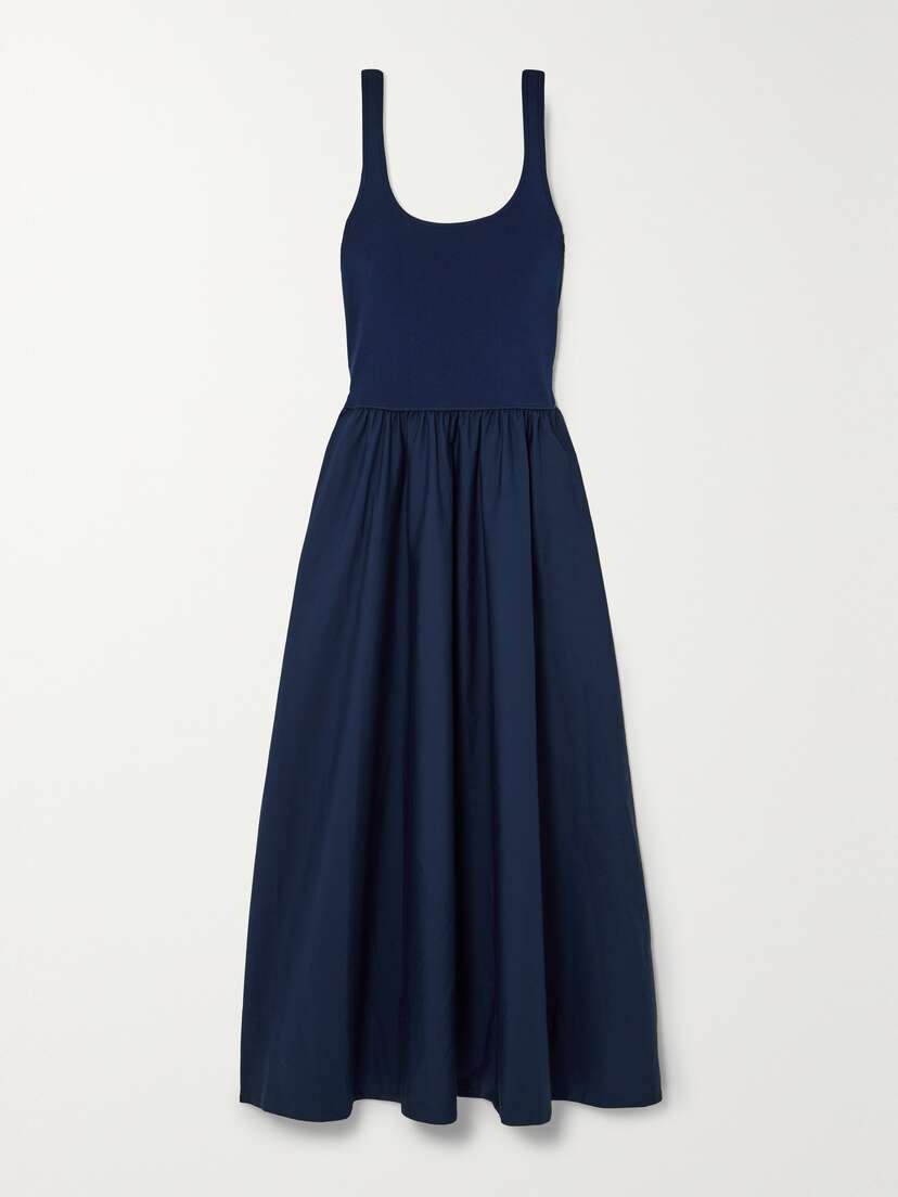 Polo Ralph Lauren Zaha Ribbed-knit And Cotton-poplin Maxi Dress