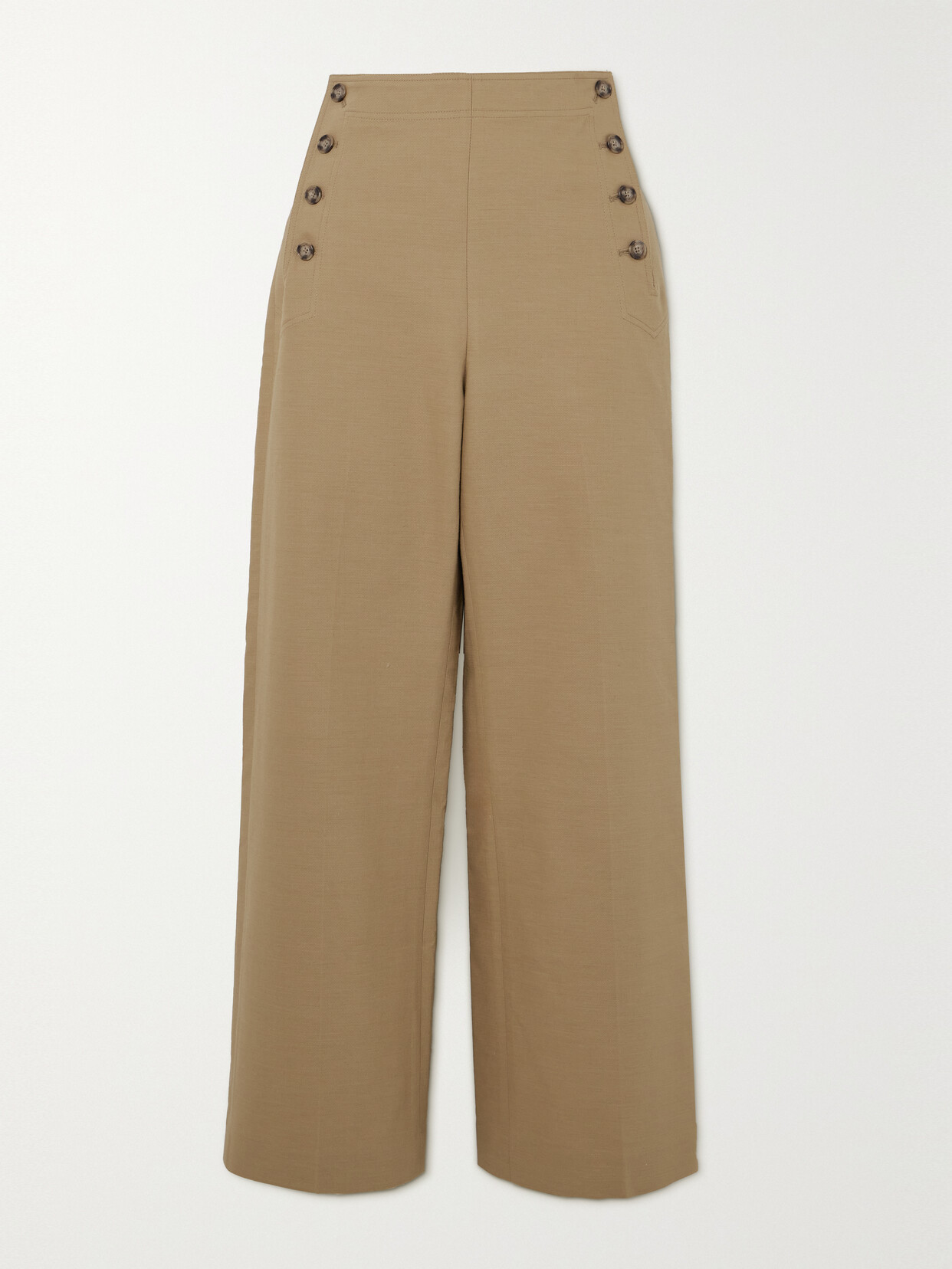 Polo Ralph Lauren Cropped Cotton And Wool-blend Twill Wide-leg Pants In Brown