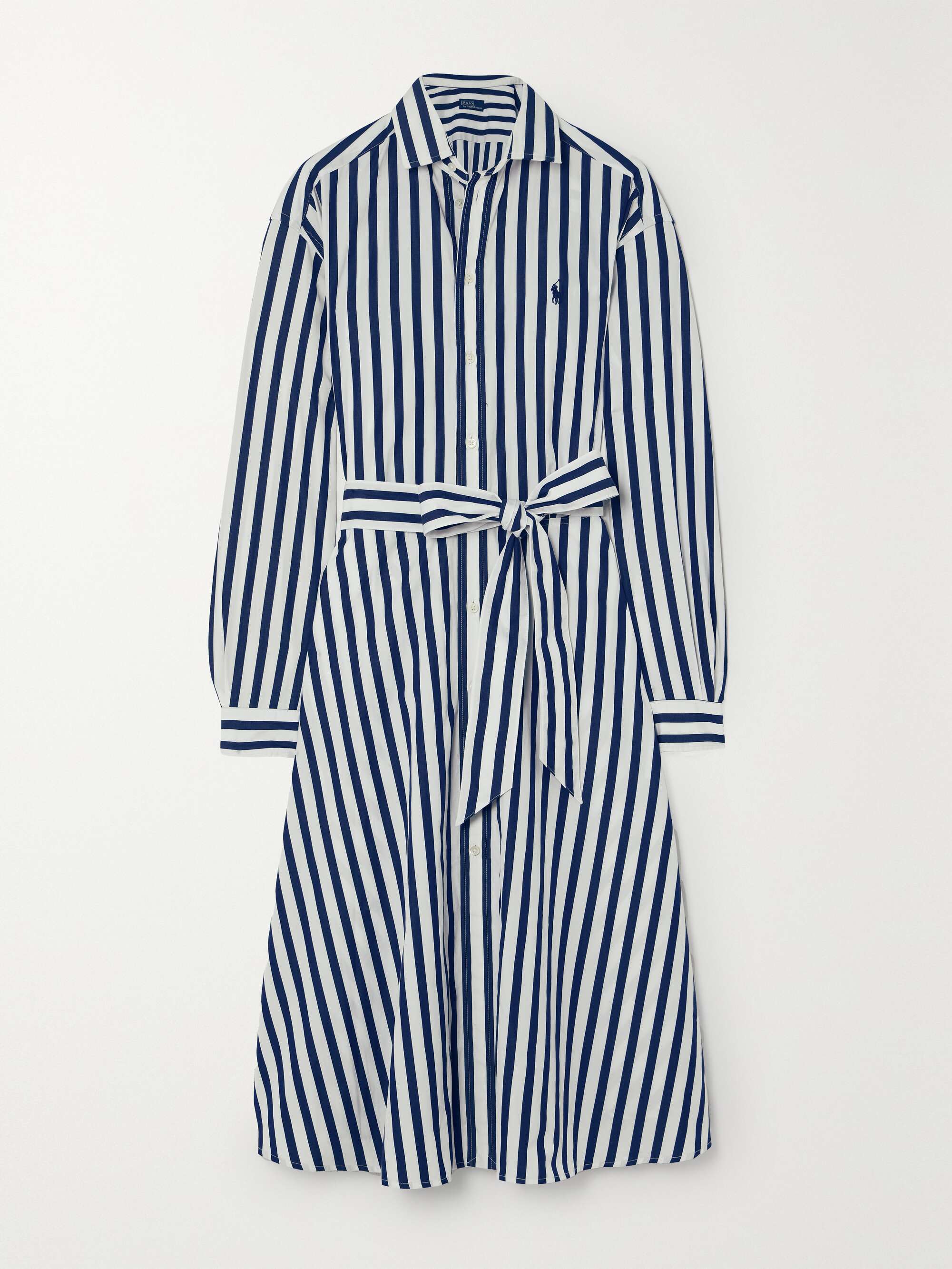 POLO RALPH LAUREN Ela belted striped cotton-poplin shirt dress | NET-A ...