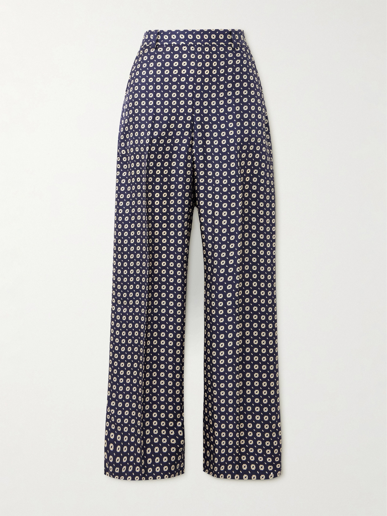 Polo Ralph Lauren - Printed Silk Satin-twill Wide-leg Pants - Blue