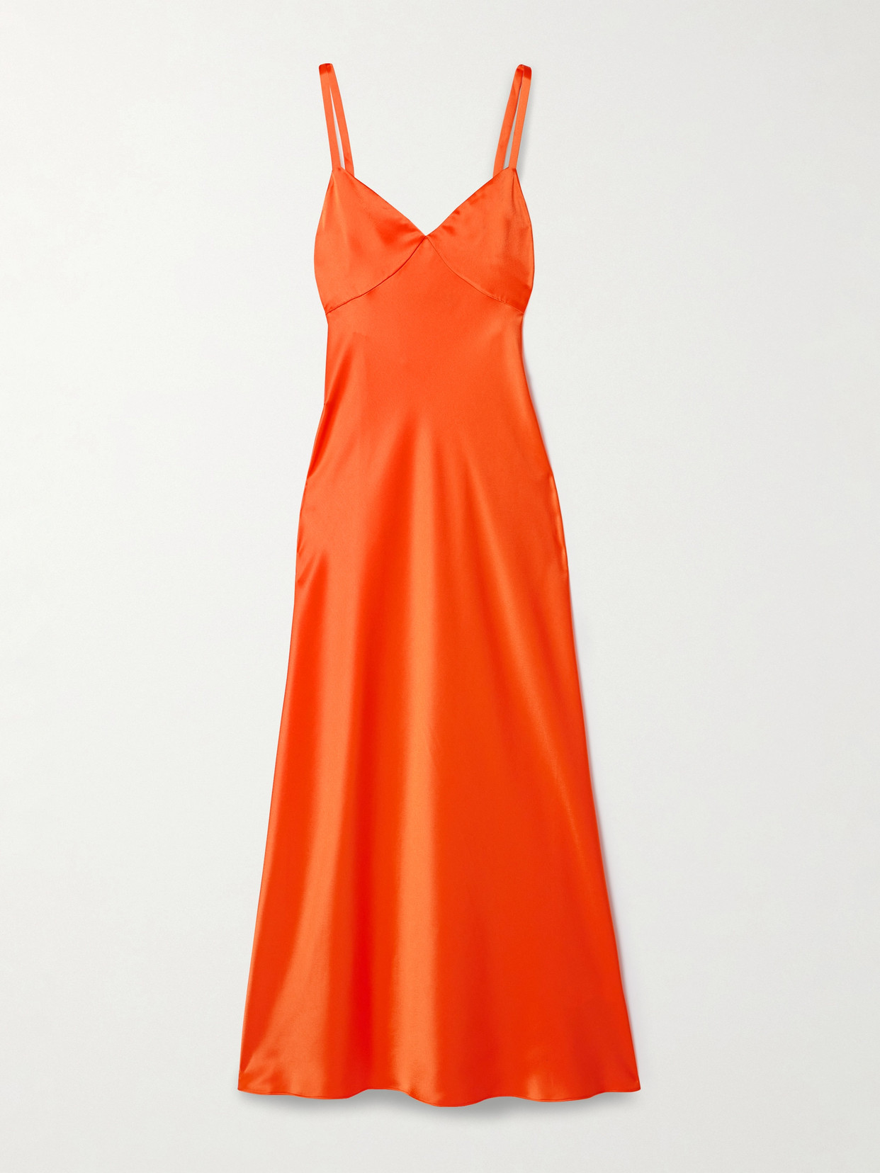 Polo Ralph Lauren Satin Maxi Dress In Orange