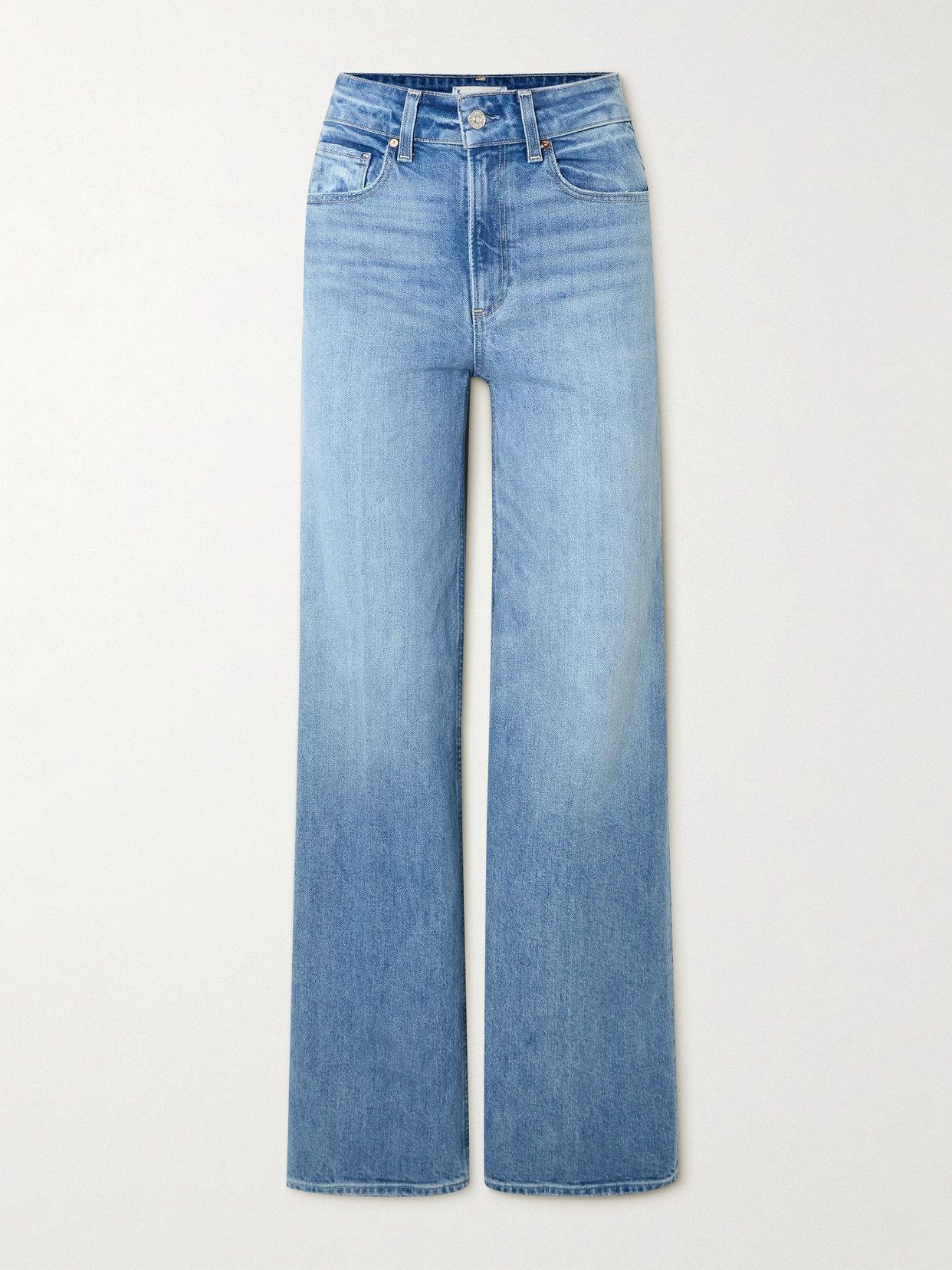 PAIGE - Sasha High-rise Wide-leg Organic Cotton-blend Jeans - Blue