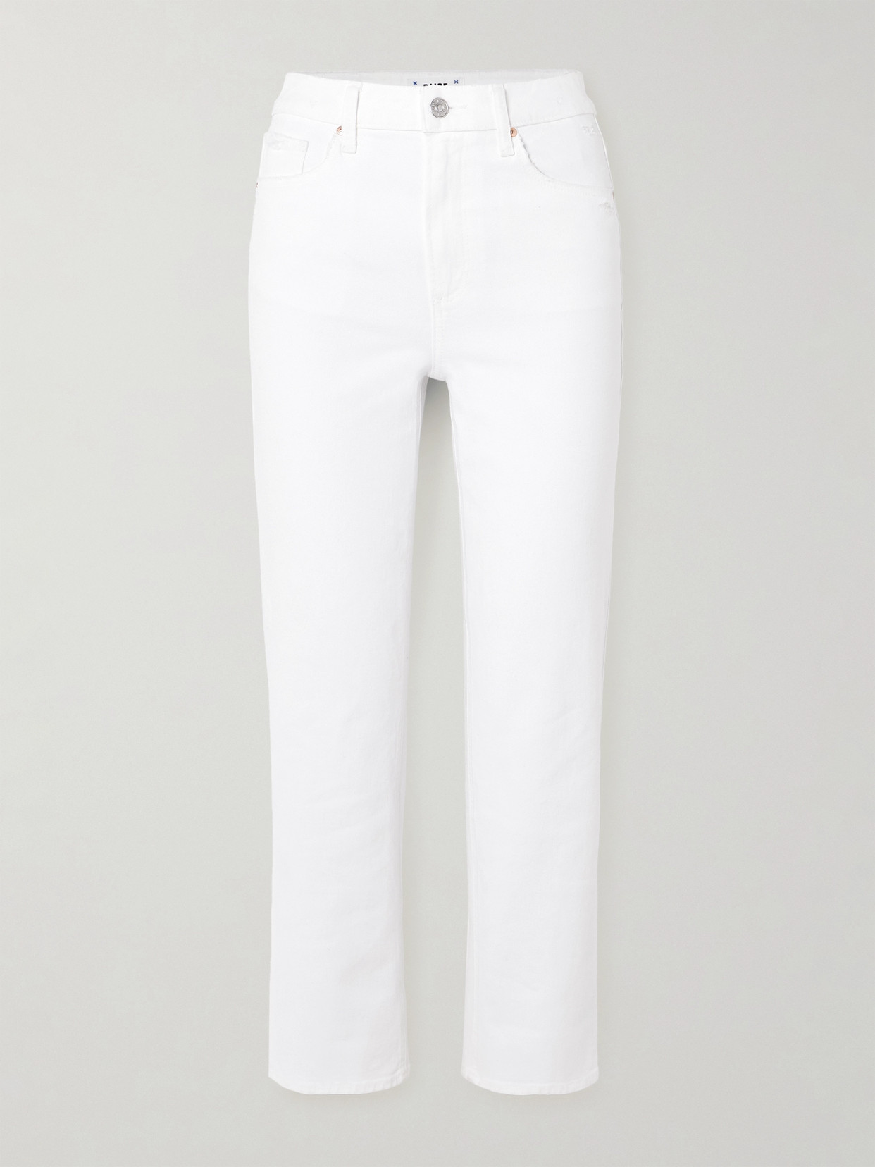 PAIGE - Sarah Cropped High-rise Straight-leg Jeans - White