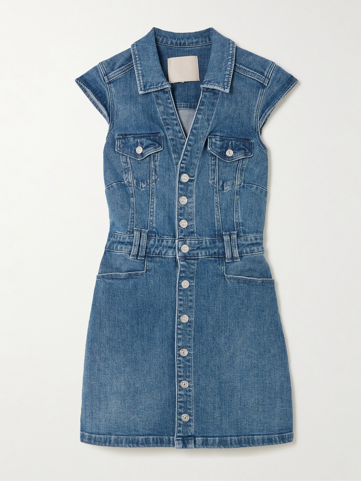 Shop Paige Jaxsyn Stretch-denim Mini Dress In Blue