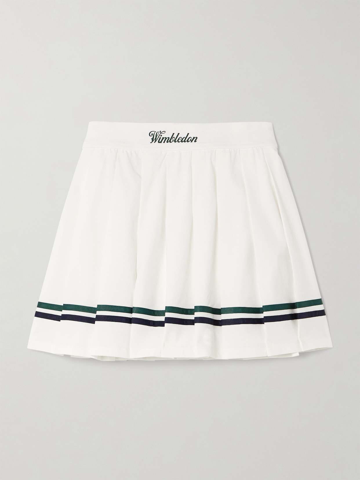 Polo Ralph Lauren + Wimbledon Everest Grosgrain-trimmed Pleated Stretch Recycled Tennis Skirt In White