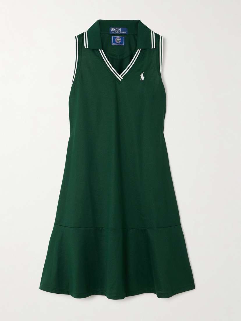 Polo Ralph Lauren + Wimbledon Appliquéd Embroidered Recycled-piqué Tennis Dress