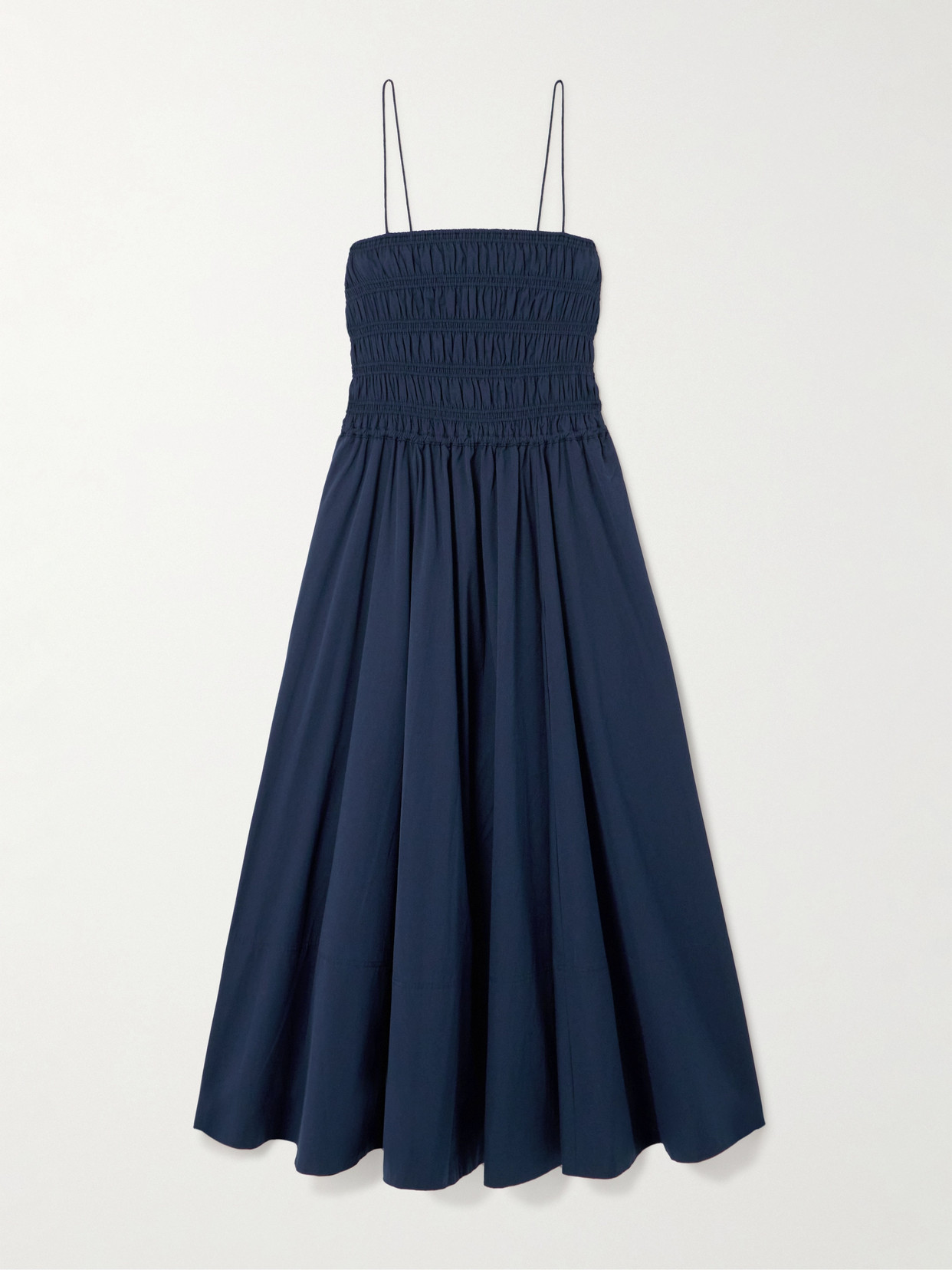 Polo Ralph Lauren - Shirred Cotton Midi Dress - Blue