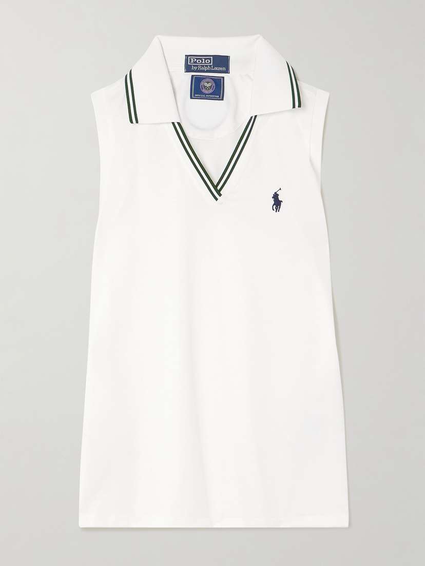 Polo Ralph Lauren + Wimbledon Appliquéd Embroidered Recycled-piqué Tank