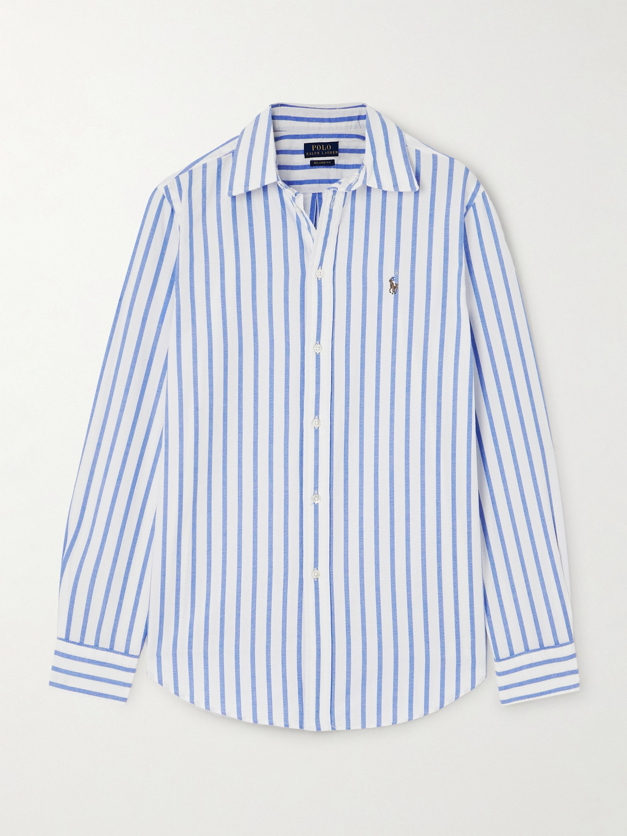 Polo Ralph Lauren - Embroidered Striped Cotton-oxford Shirt - Blue