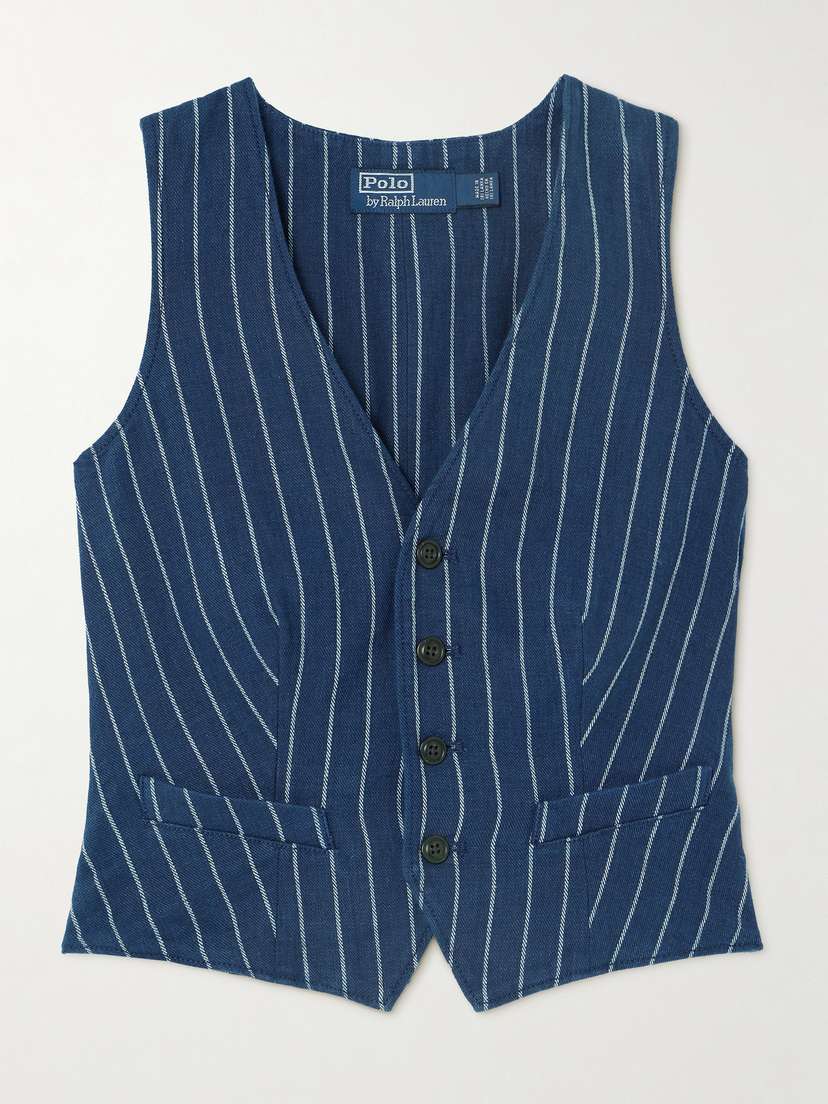 Polo Ralph Lauren Pinstriped Linen And Cotton-blend Twill Vest