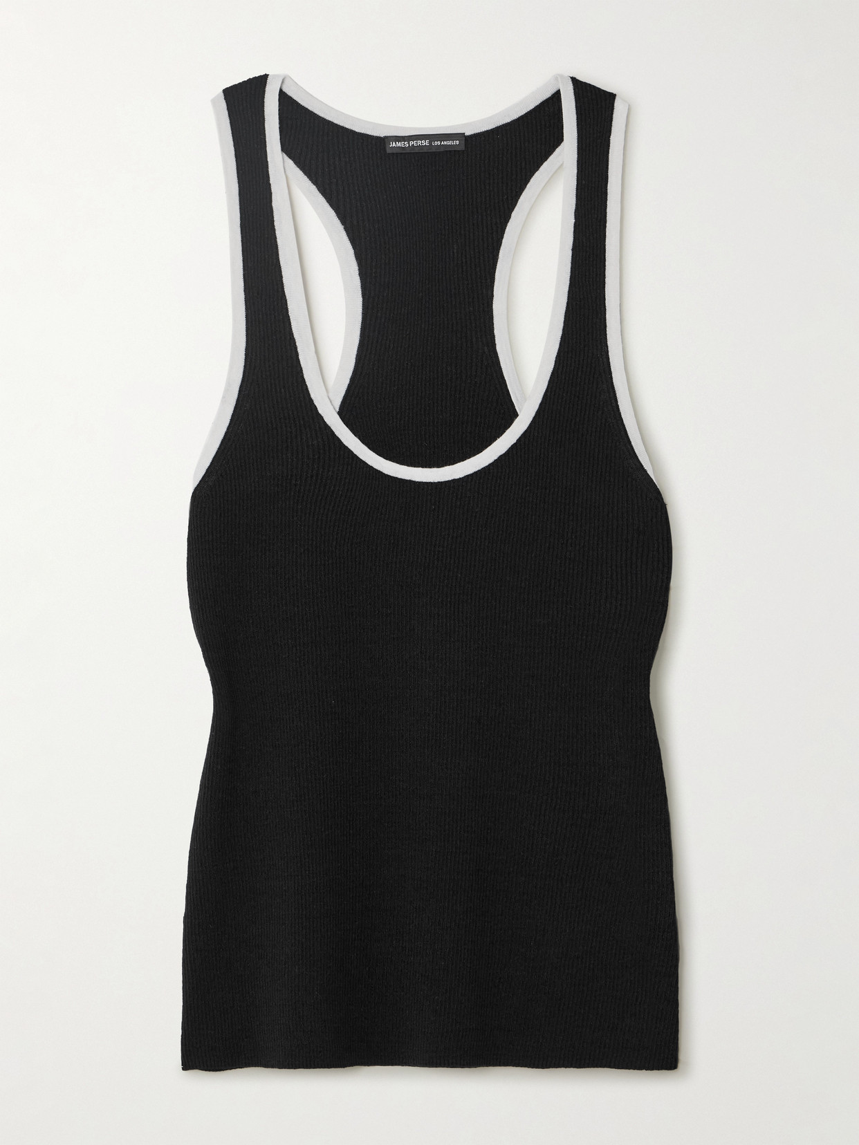 James Perse Ribbed Linen-blend Jersey Tank In Black