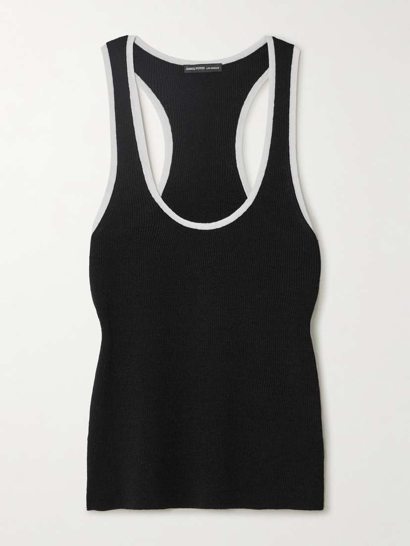 James Perse Ribbed Linen-blend Jersey Tank