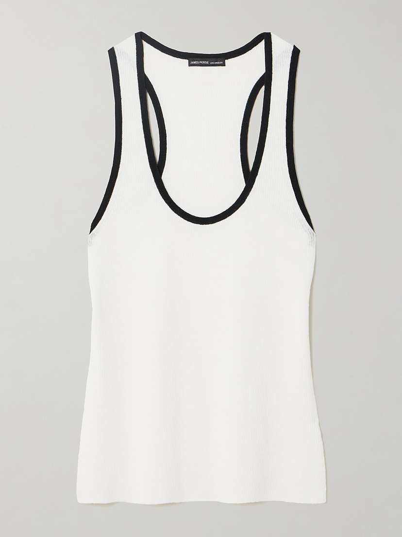 James Perse Ribbed Linen-blend Jersey Tank