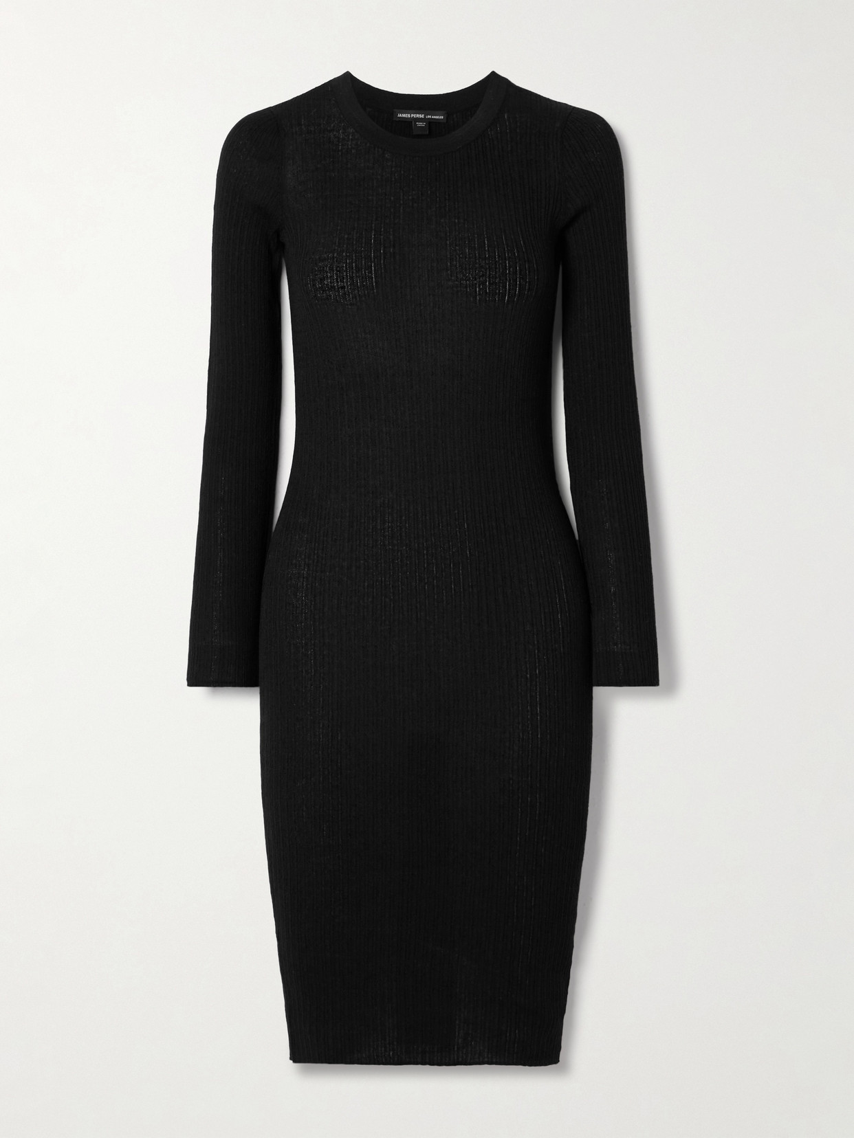 James Perse Ribbed Linen-blend Midi Dress In Black