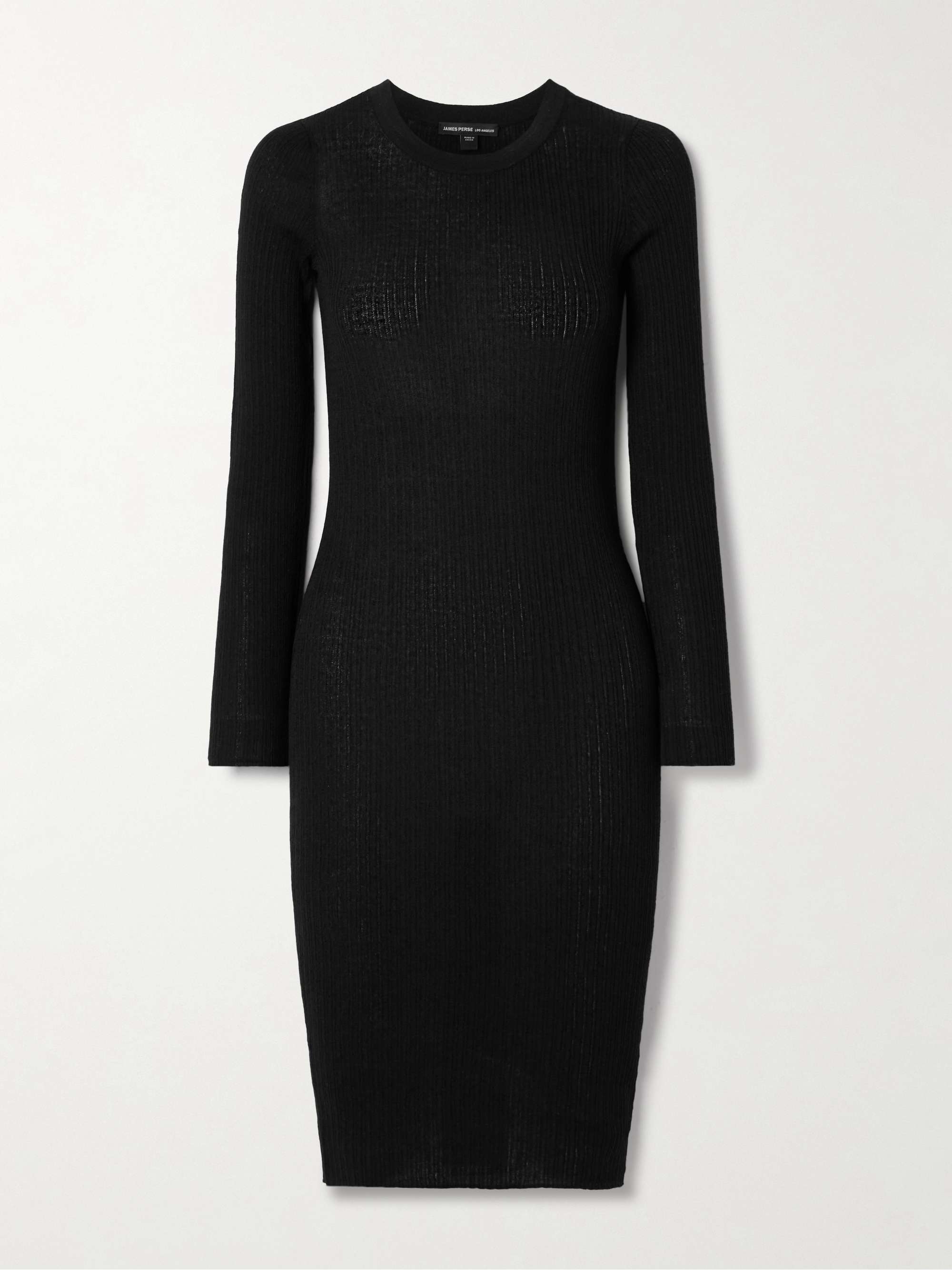 Ribbed linen blend midi dress