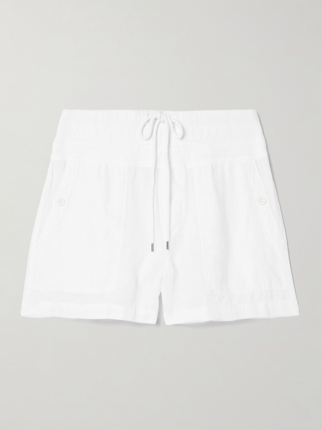 James Perse Cotton Jersey-trimmed Linen Shorts In White