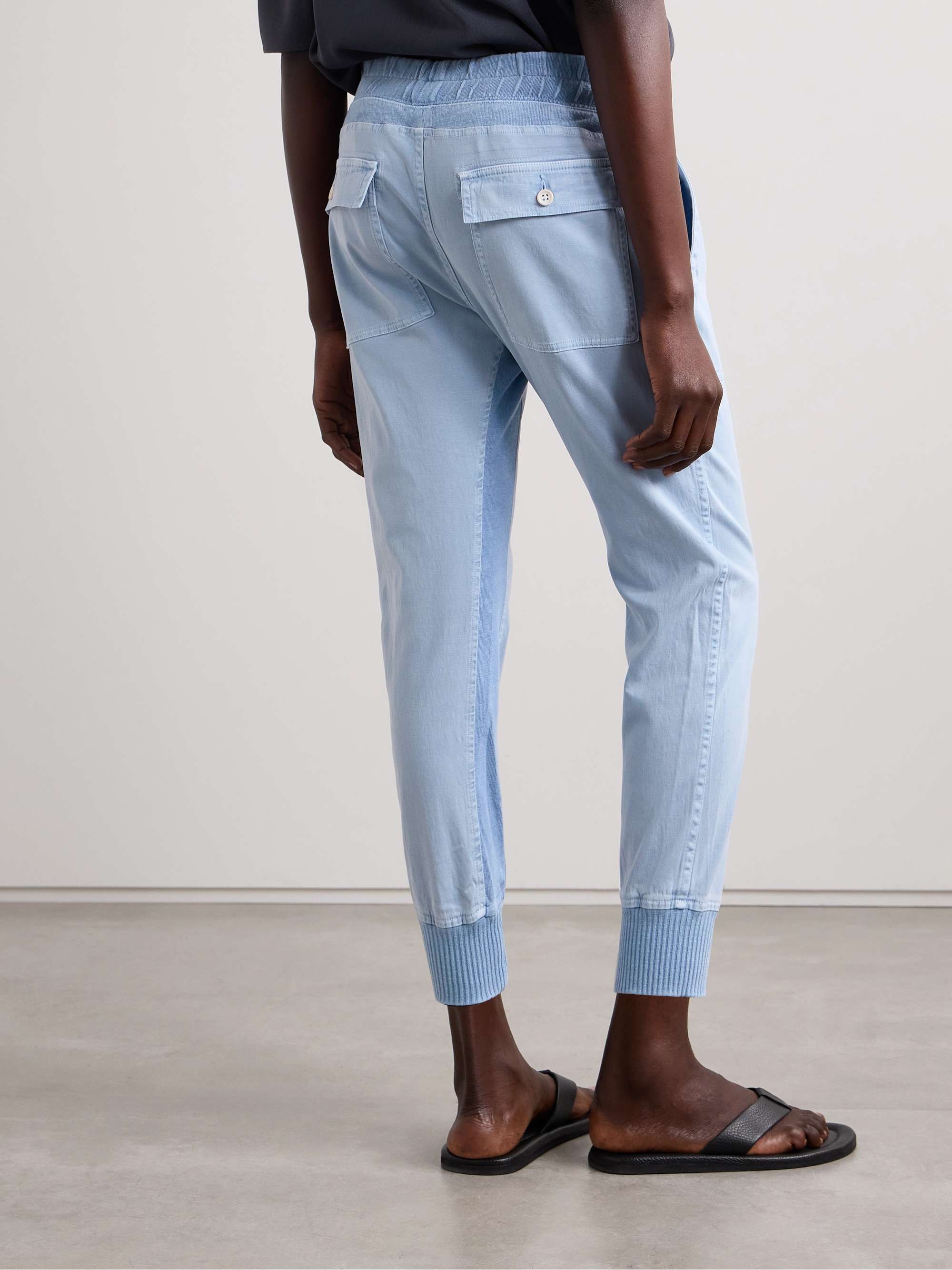 JAMES PERSE Jersey-trimmed cotton-twill track pants