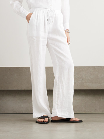 James Perse Pleated linen wide-leg pants