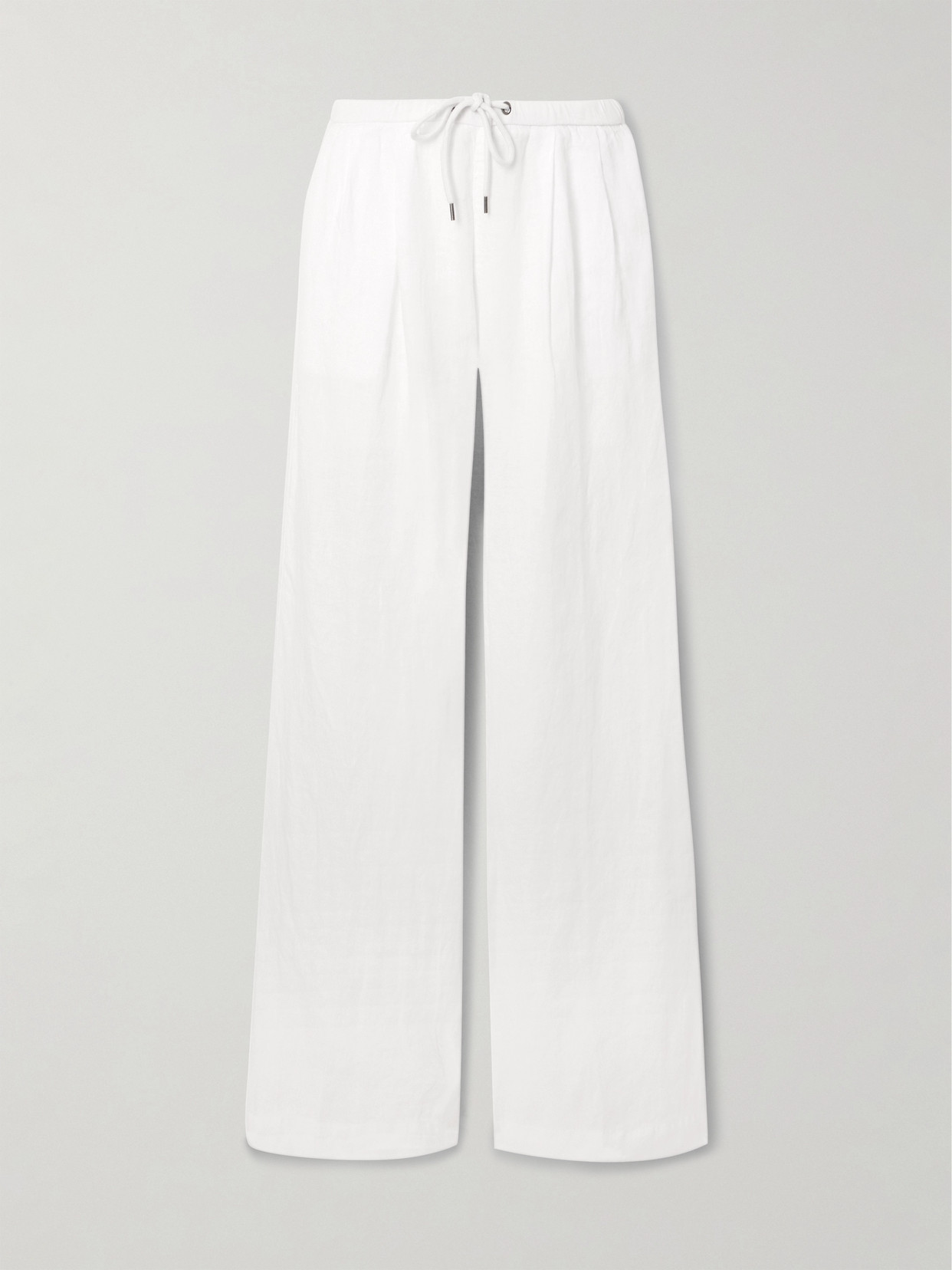 James Perse Pleated Linen Wide-leg Pants In White