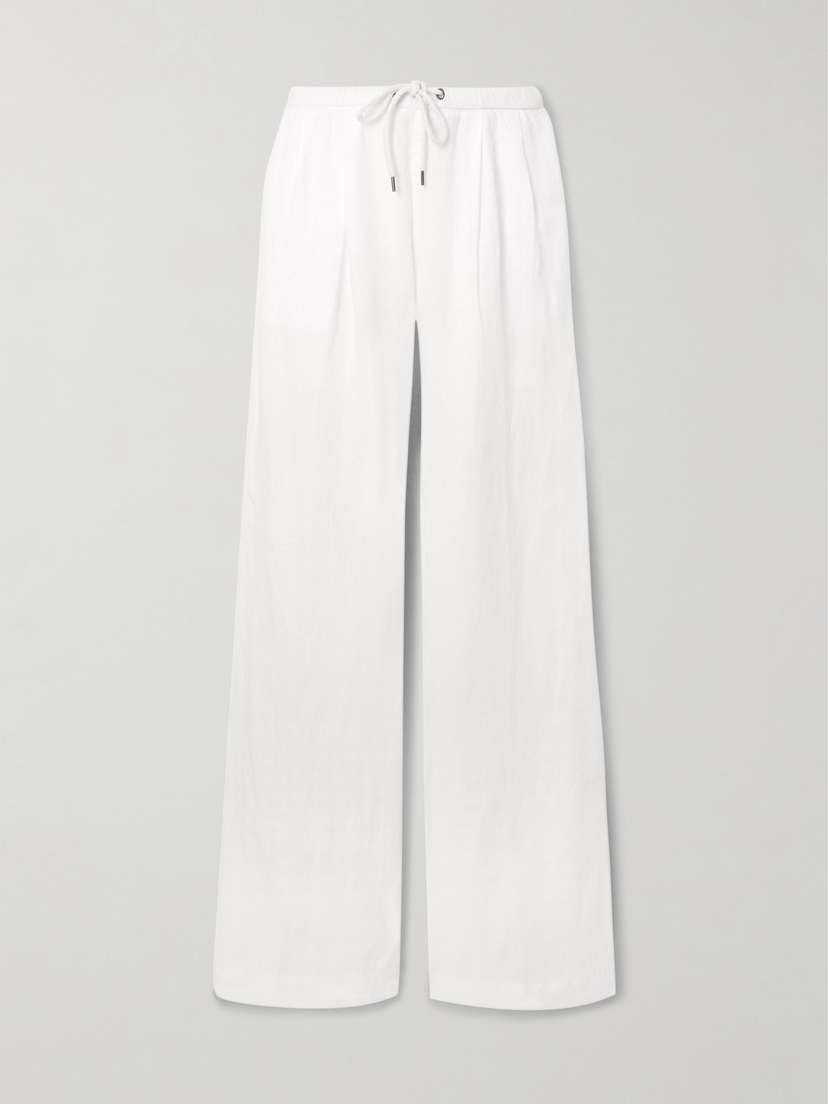 James Perse Pleated Linen Wide-leg Pants