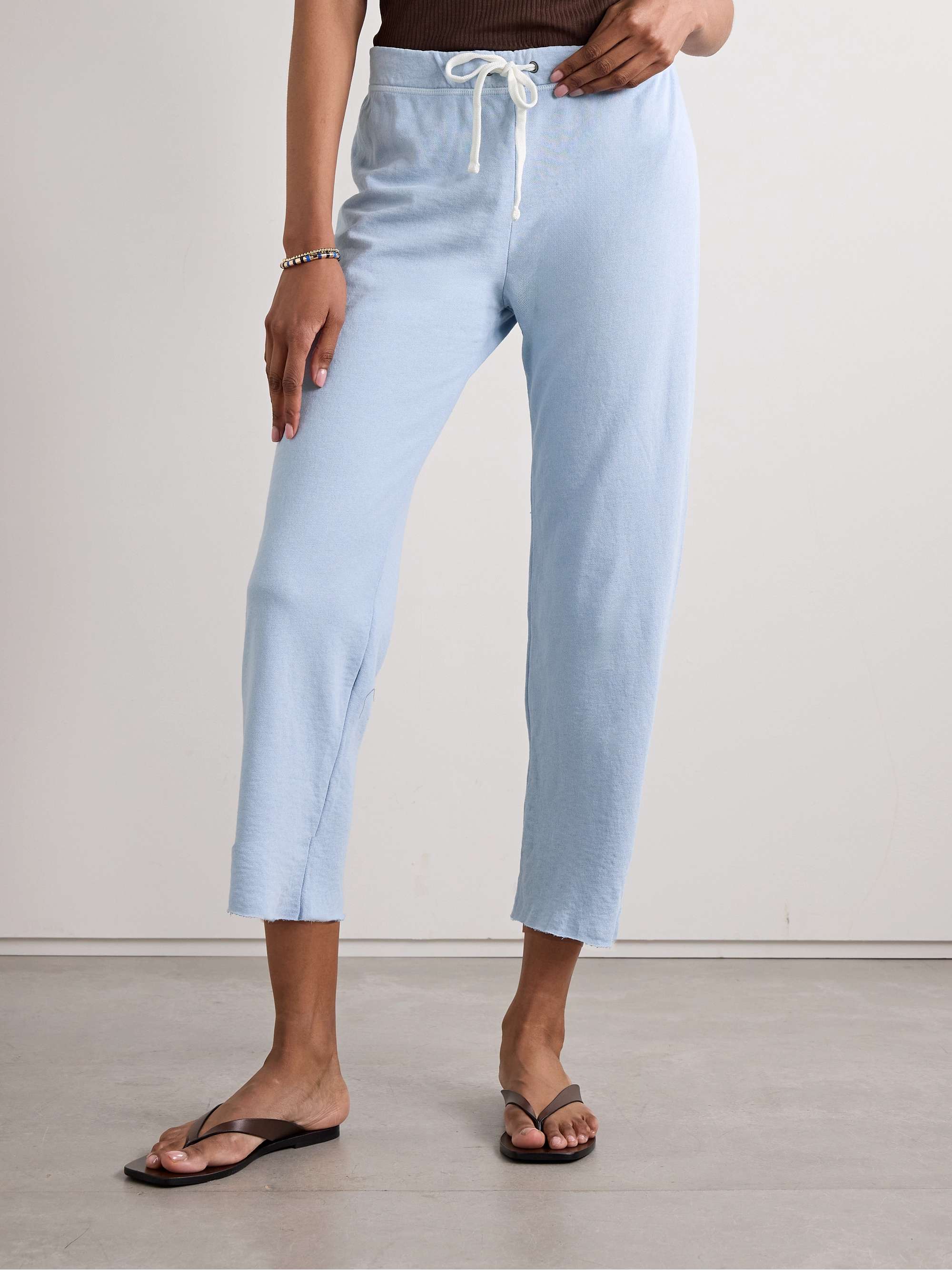 JAMES PERSE Cropped Supima cotton-terry track pants