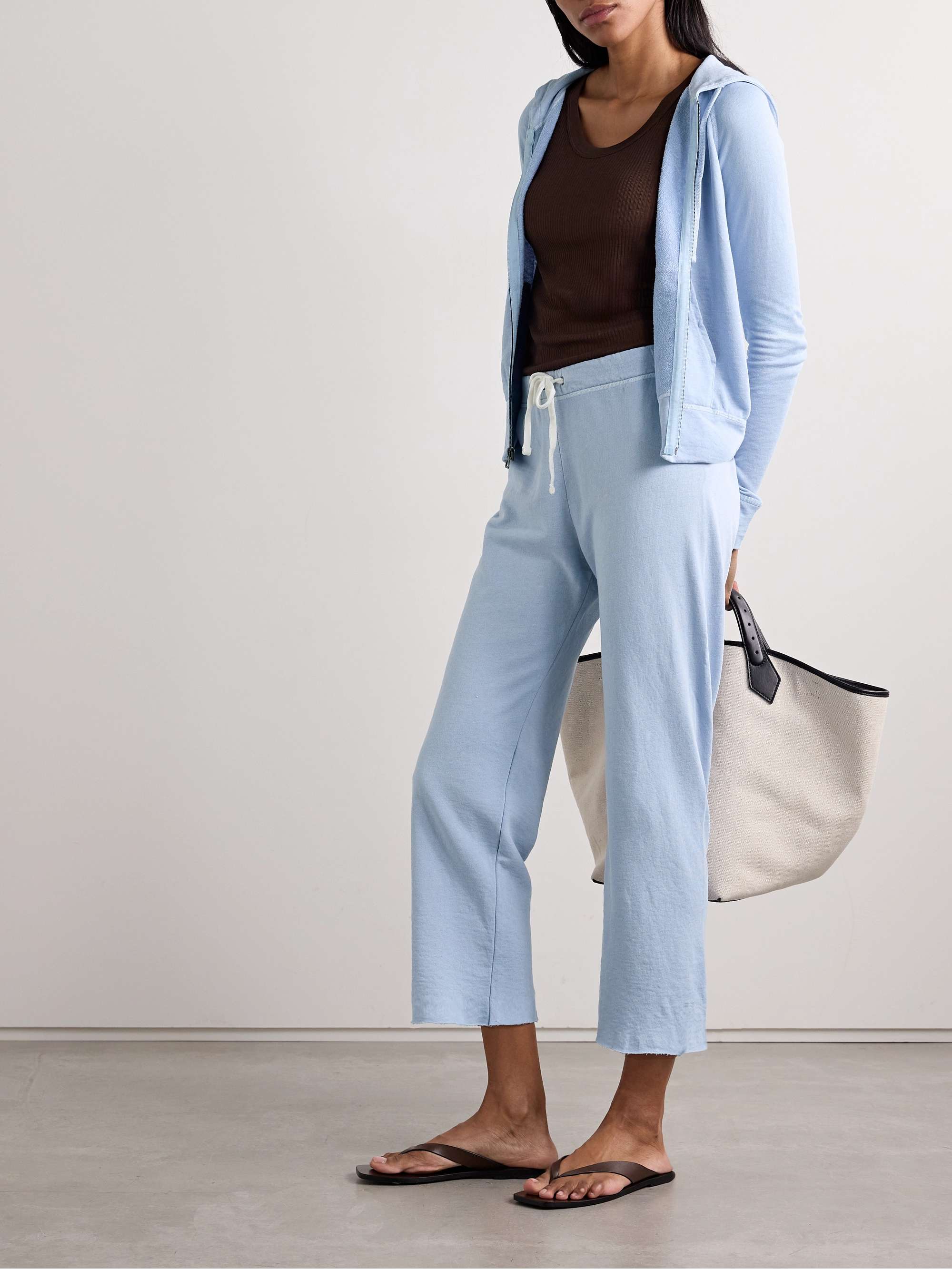 JAMES PERSE Cropped Supima cotton-terry track pants