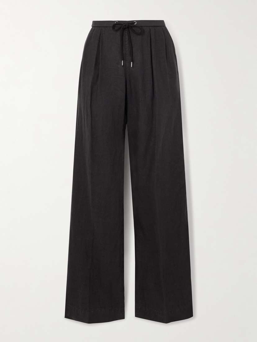 James Perse Pleated Linen Wide-leg Pants