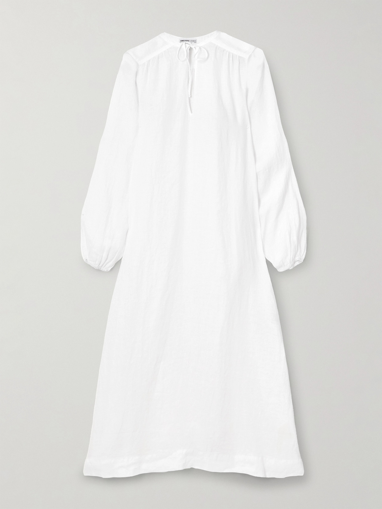 James Perse Tie-detailed Linen Midi Dress In White