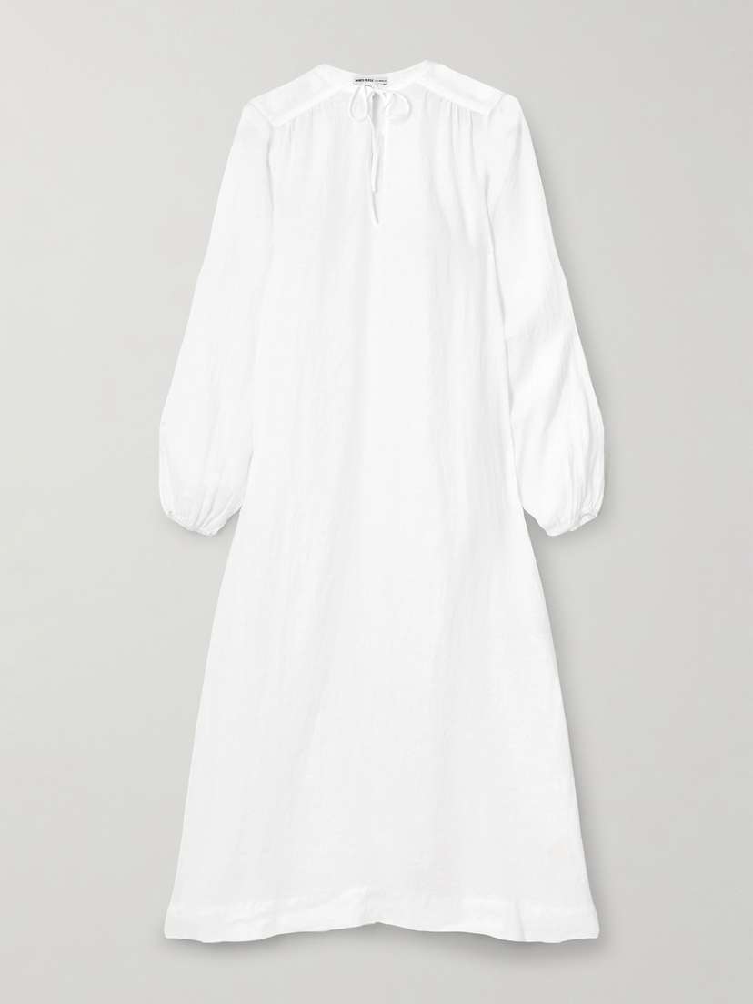 James Perse Tie-detailed Linen Midi Dress