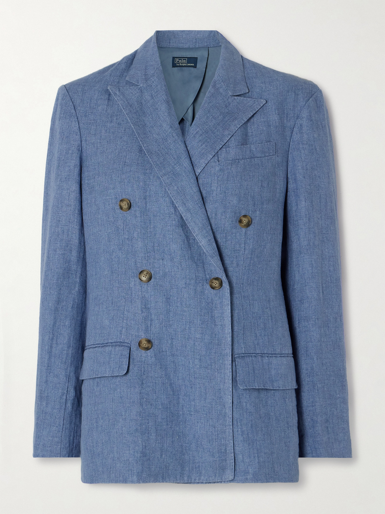 Polo Ralph Lauren Double-breasted Linen Blazer In Blue