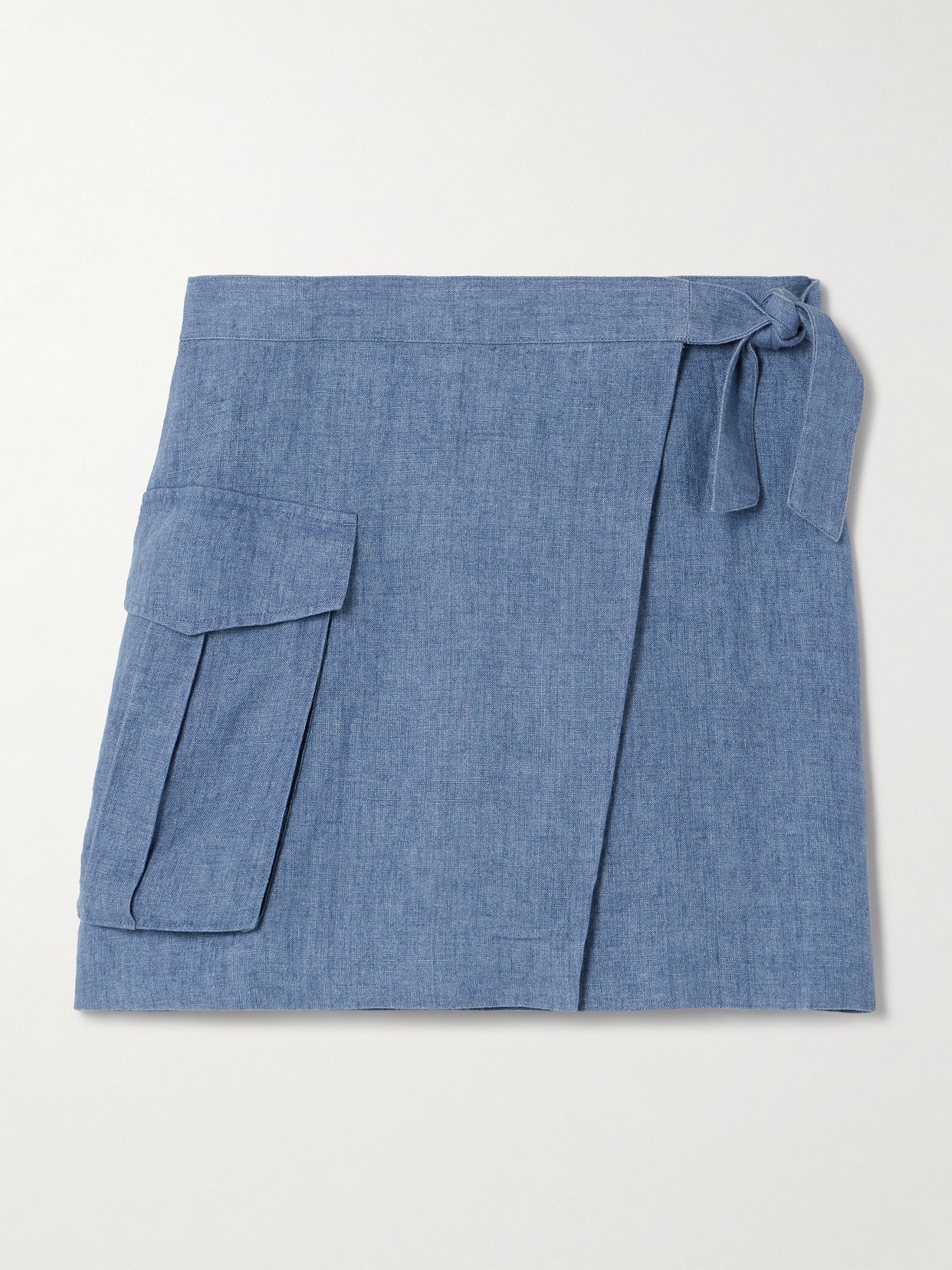 Polo Ralph Lauren Linen Mini Wrap Skirt In Blue