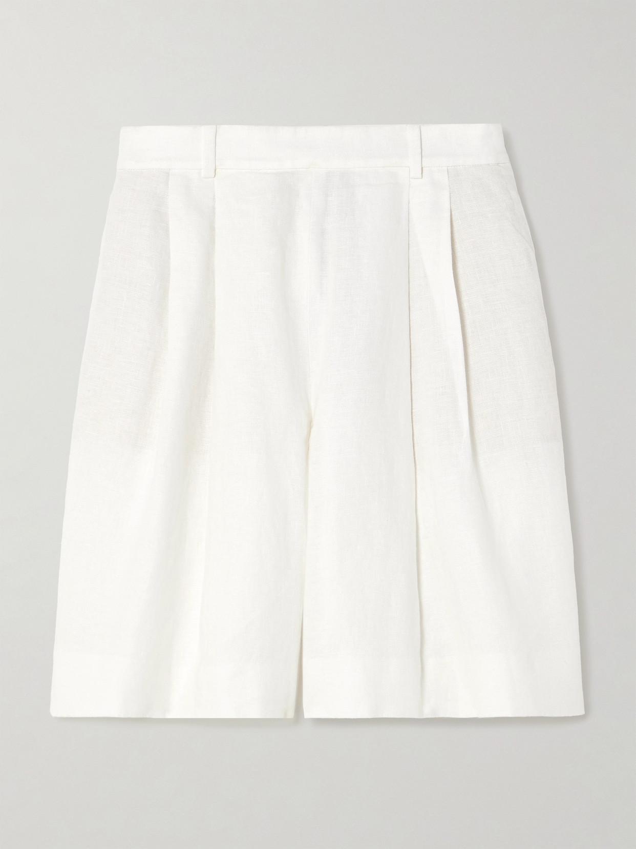 Shop Polo Ralph Lauren Pleated Linen Shorts In White