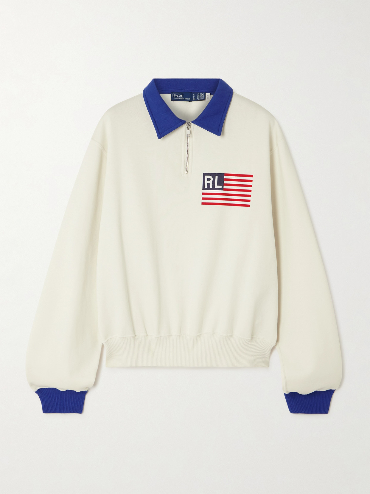 POLO RALPH LAUREN PRINTED RIPSTOP-TRIMMED BRUSHED COTTON-BLEND JERSEY SWEATSHIRT