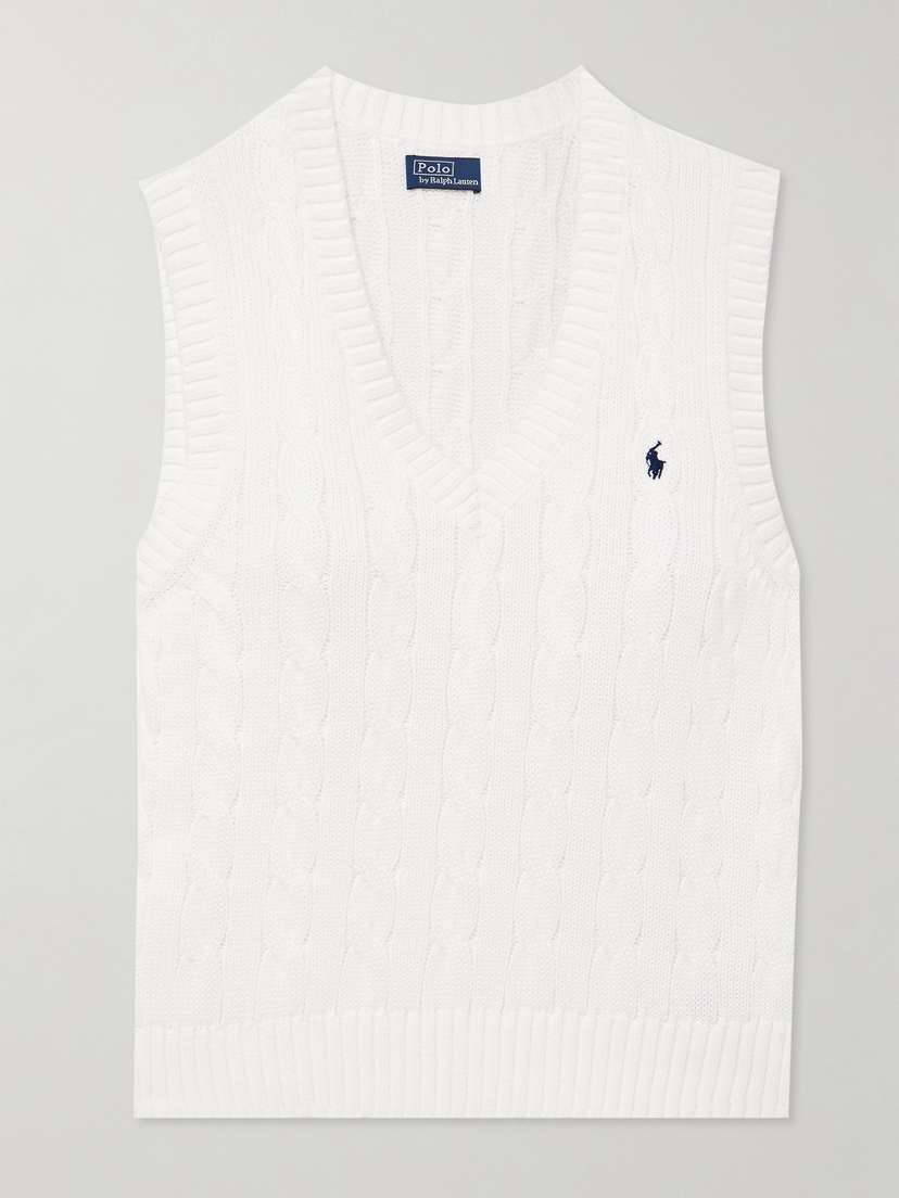 Polo Ralph Lauren Embroidered Cable-knit Cotton Vest - x large