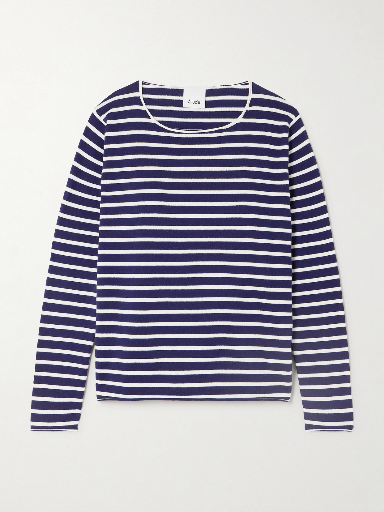 Allude - Striped Wool, Silk And Cashmere-blend Sweater - Black