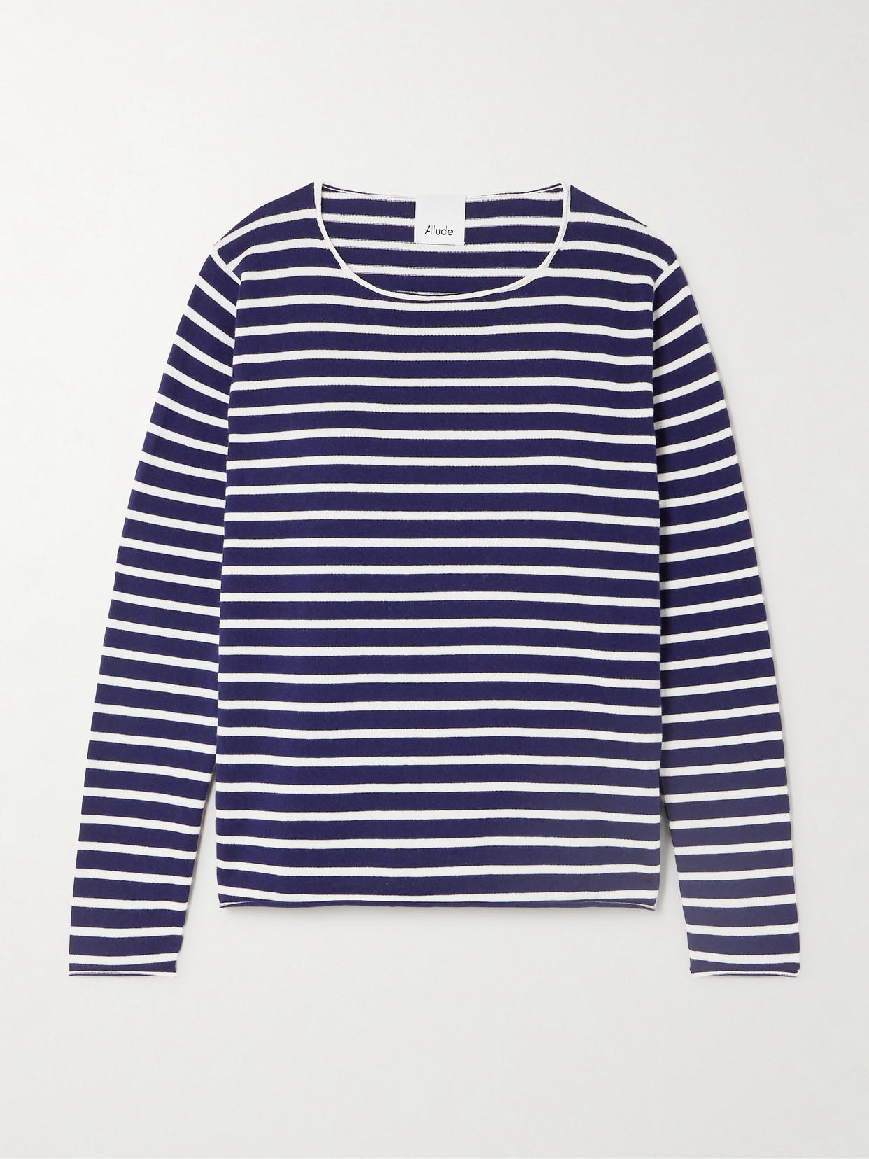 Allude Striped Wool, Silk And Cashmere-blend Jumper In Black