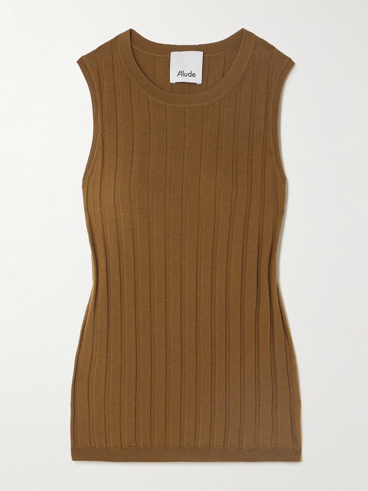 Allude Ribbed Wool Tank In Brown