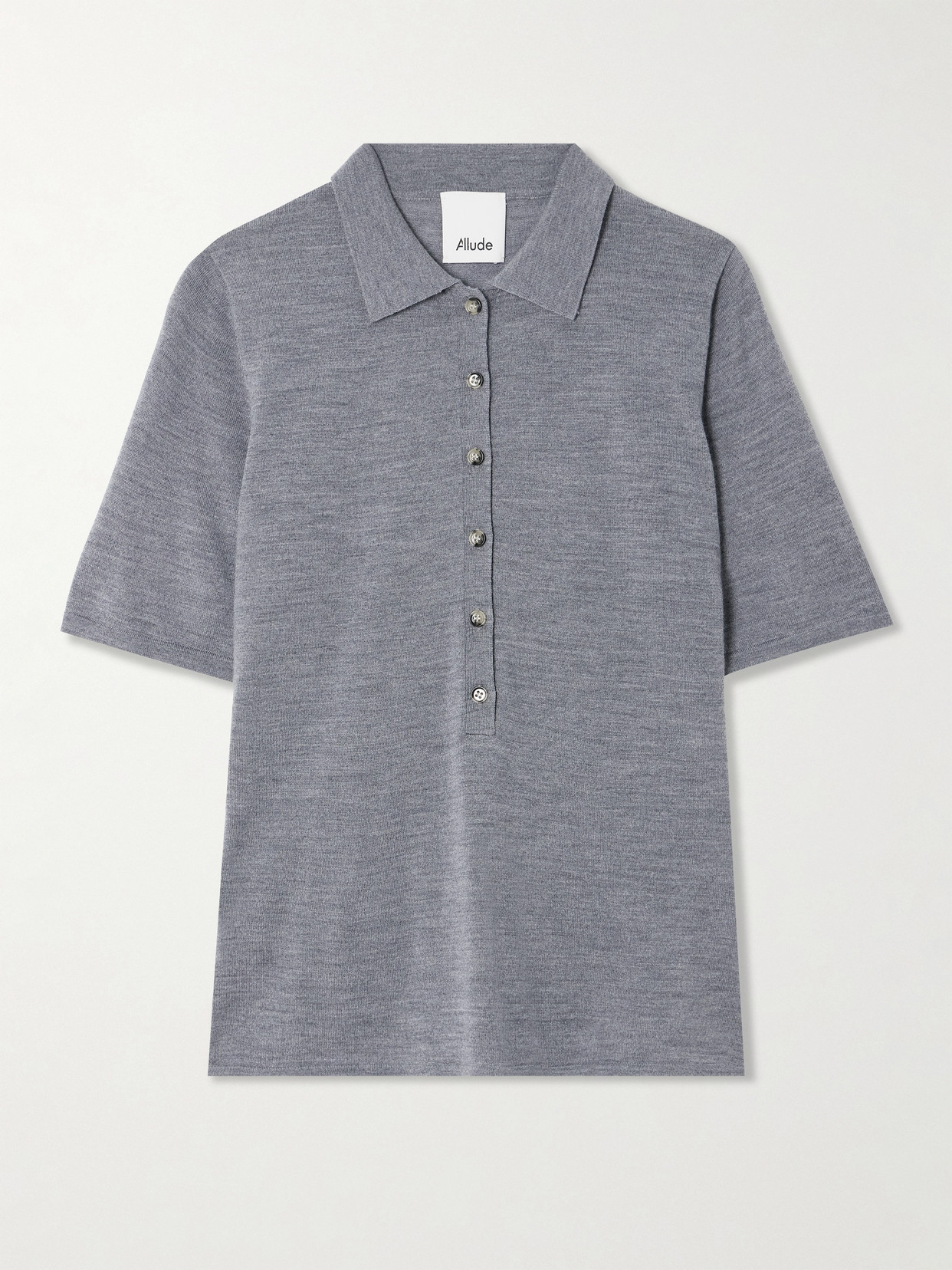 Allude Wool Polo Top In Gray