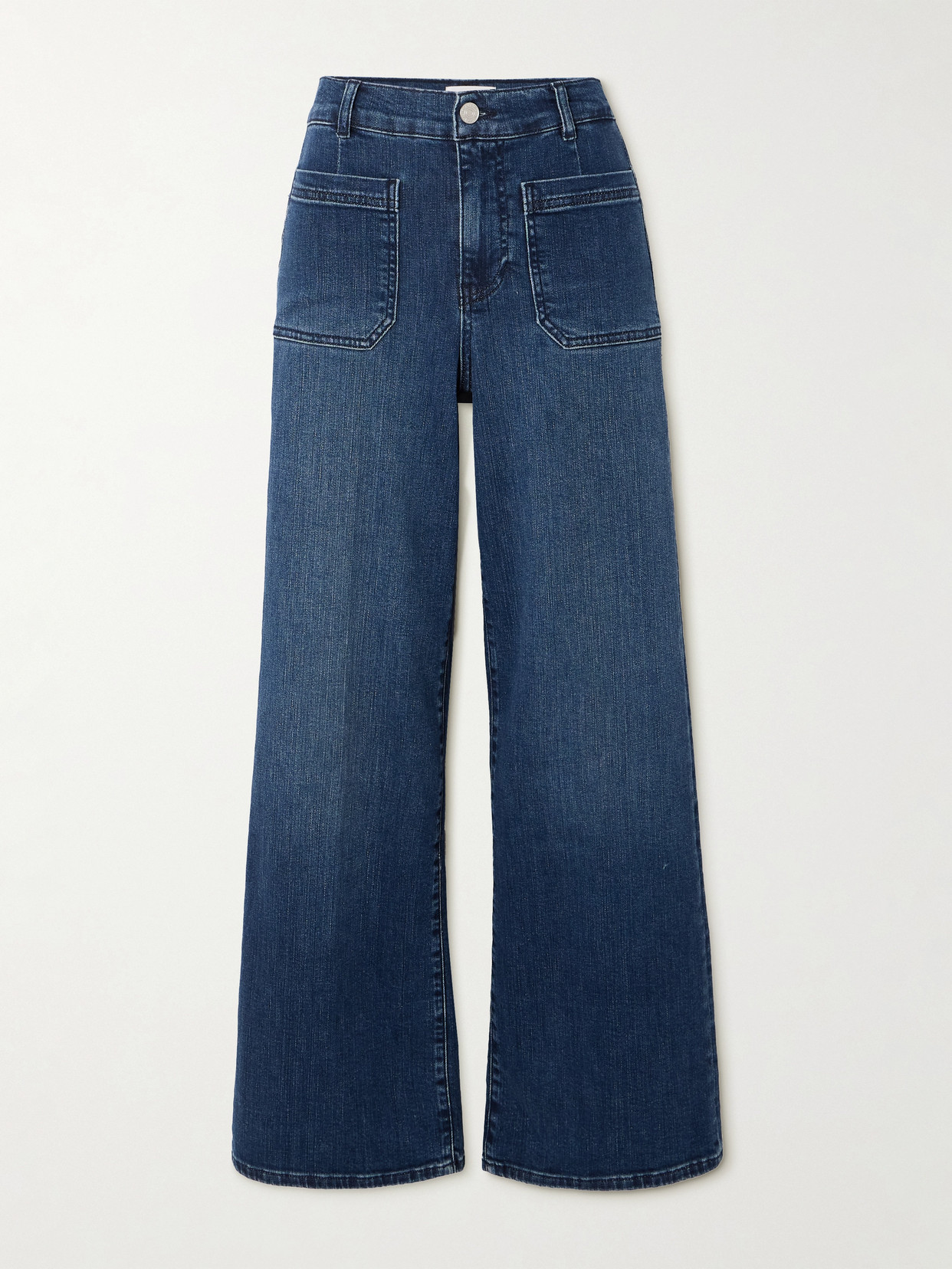 Frame Le Slim Palazzo Bardot Pocket High-rise Wide-leg Jeans In Blue