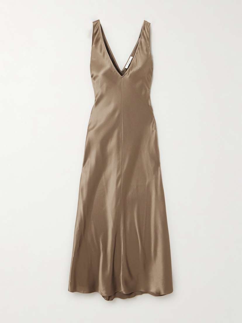 Frame Silk-satin Midi Dress - xx small