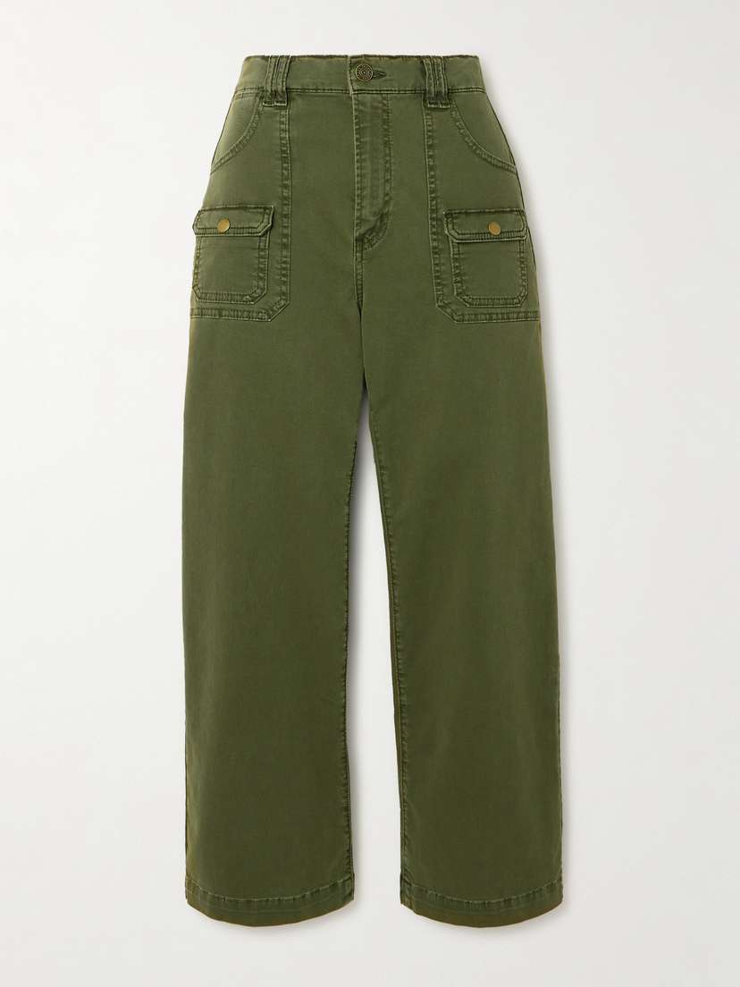 Frame Paneled Stretch-cotton Straight-leg Cargo Pants