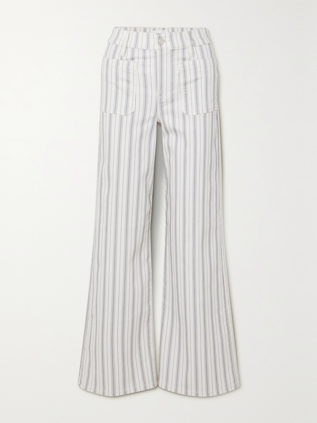 Frame Le Slim Palazzo Bardot Striped High-rise Wide-leg Jeans In Cream